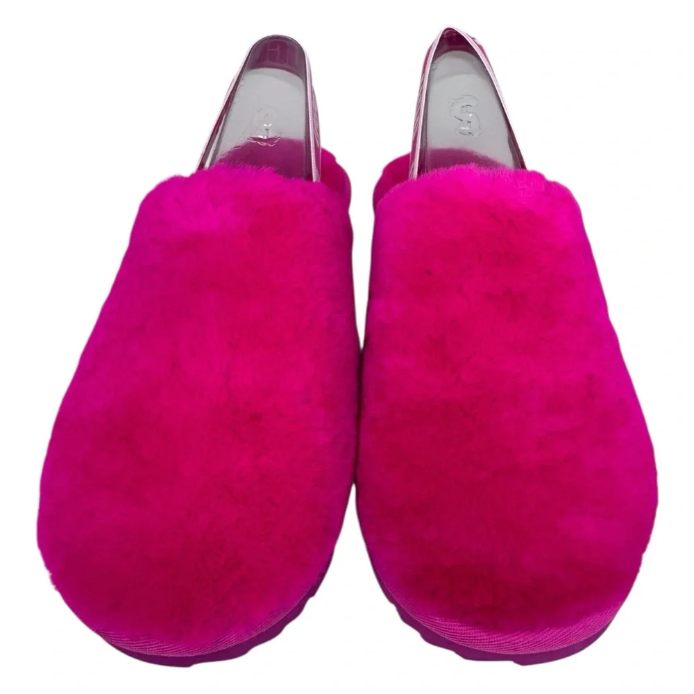 UGG Pink Fluffy Slingback Sandals Size 6 Kids - Picture 3 of 6